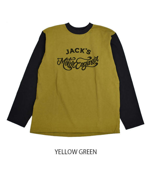 フェローズ (PHERROW'S) 9分袖ベースボールTシャツ JACK'S MOTOR ENGINEER 長袖Tシャツ ロンT 21S-PLBT1