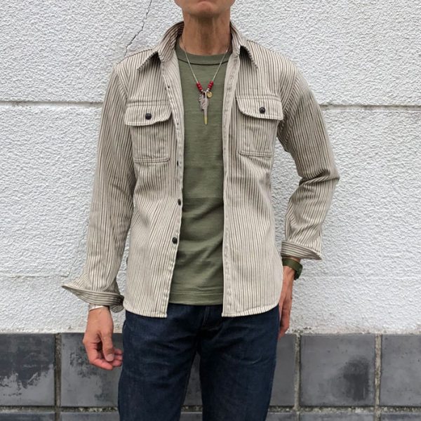 デラックスウエア (DELUXEWARE) HICKORY NEL SHIRT 長袖ヒッコリー ヘビーネルシャツ HV-01