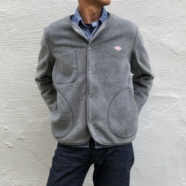 ダントン (DANTON) MEN'S FLEECE COLLARLESS JACKET ノーカラー フリースジャケット JD-8939