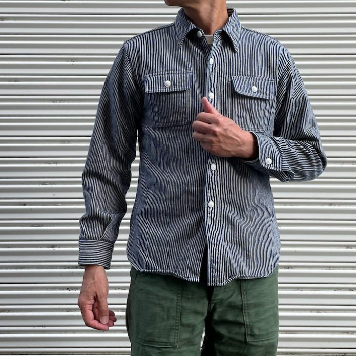 デラックスウエア (DELUXEWARE) HICKORY NEL SHIRT 長袖ヒッコリー ヘビーネルシャツ HICKORY HV-01