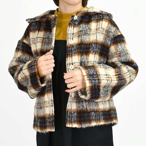 ケレン (KELEN) -SEBI- SAILOR COLLAR DESIGN CHECK COAT セーラーカラージャケット チェックコート LKL24WJK2052